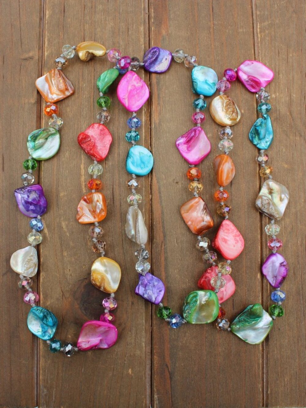 Unique Multi-Colored Shell Crystal Necklace - Picture 8 of 8